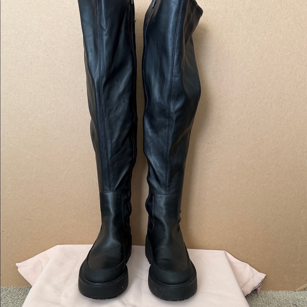 Franco Sarro Black Over the knee-High Boots, 8.5 Wide Calf